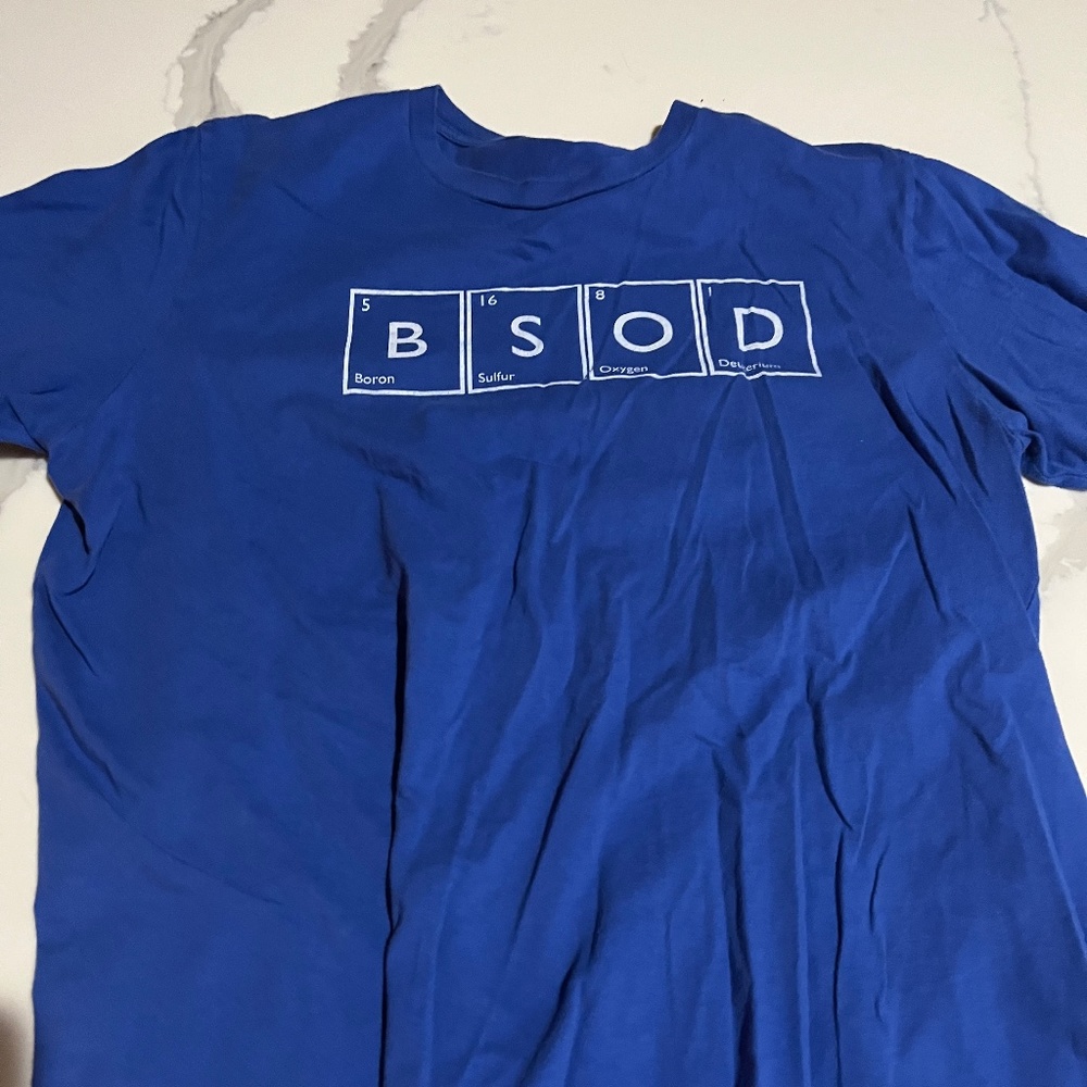 Men’s xl bosd blue screen of death tshirt graphic